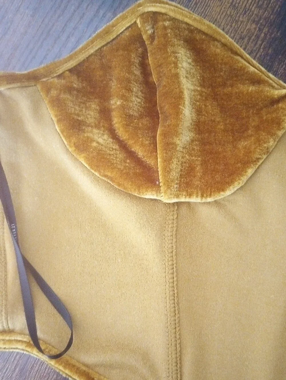 Forever 21 Gold Brown Velvet Sleeveless Corset Crop Top Rhinestone Buttons S